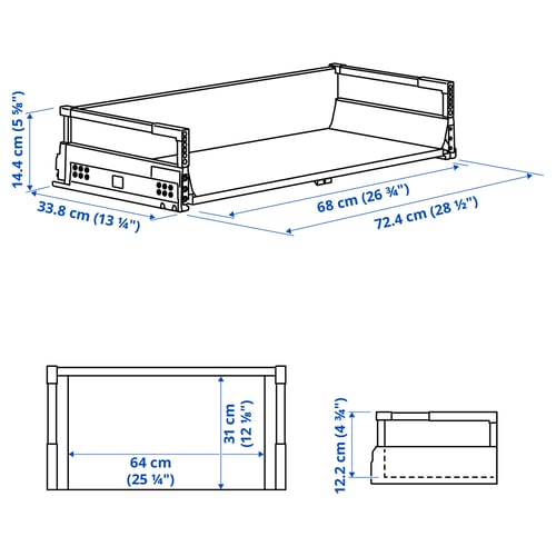 Illustration with measurements for the product: MAXIMERA.