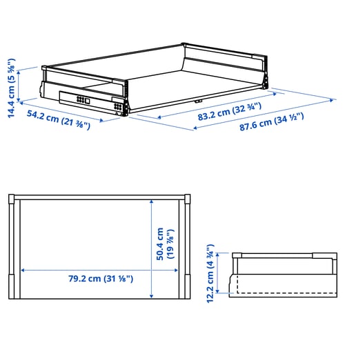 Illustration with measurements for the product: MAXIMERA.