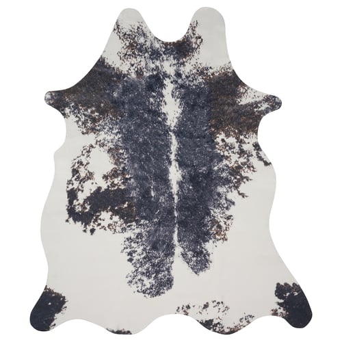 MAXTAXA rug, cowhide print, white with black spots, rectangular, plush, eco-friendly.