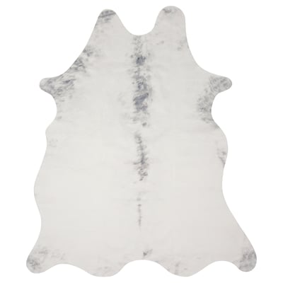 MAXTAXA white cowhide rug, synthetic rubber & polyester, irregular shape, realistic cowhide design