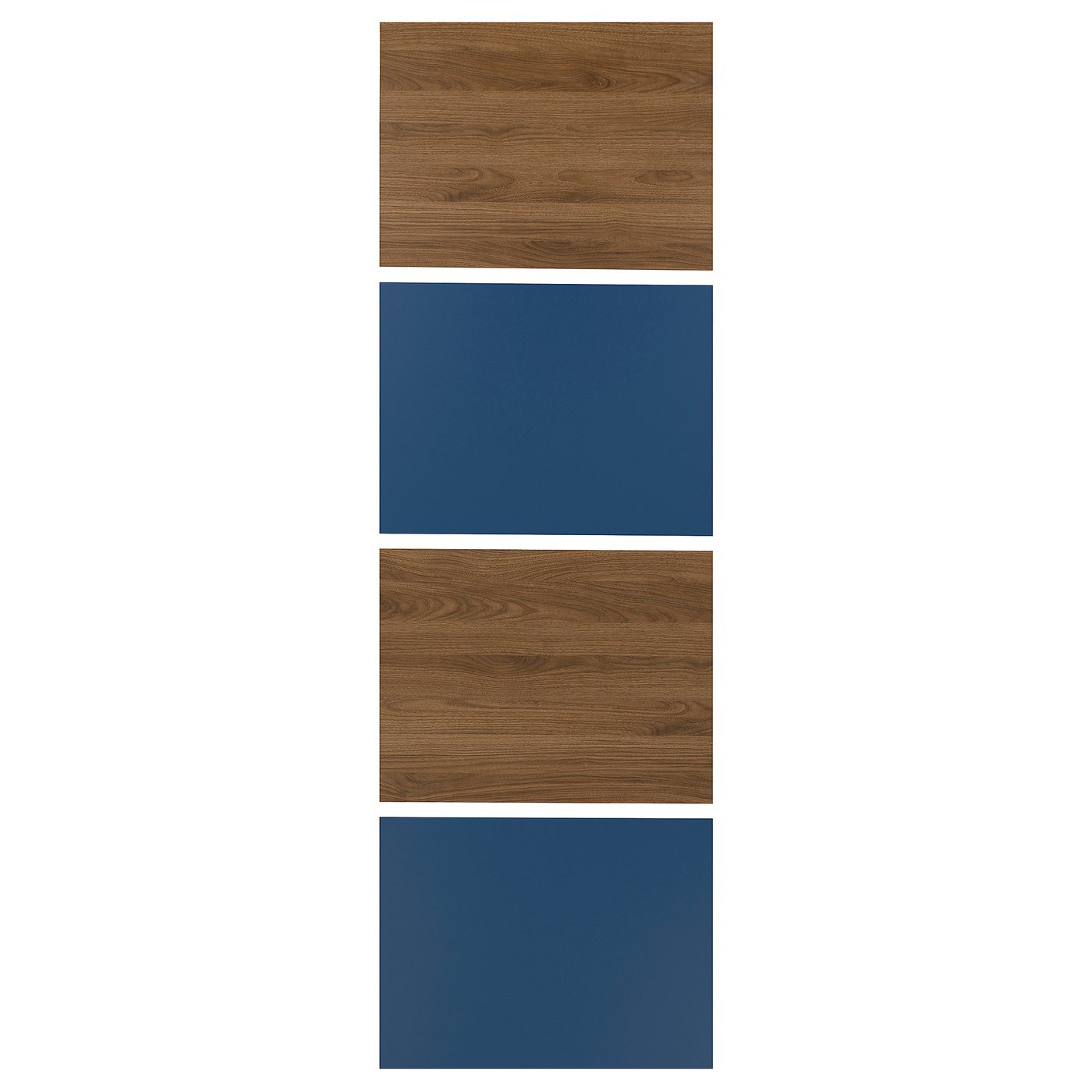 4 Panels For Sliding Door Frame, Walnut Effect/Blue