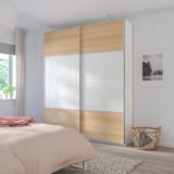 MEHAMN 4 panels for sliding door frame, white stained oak effect/white, 29 1/2x92 7/8 "