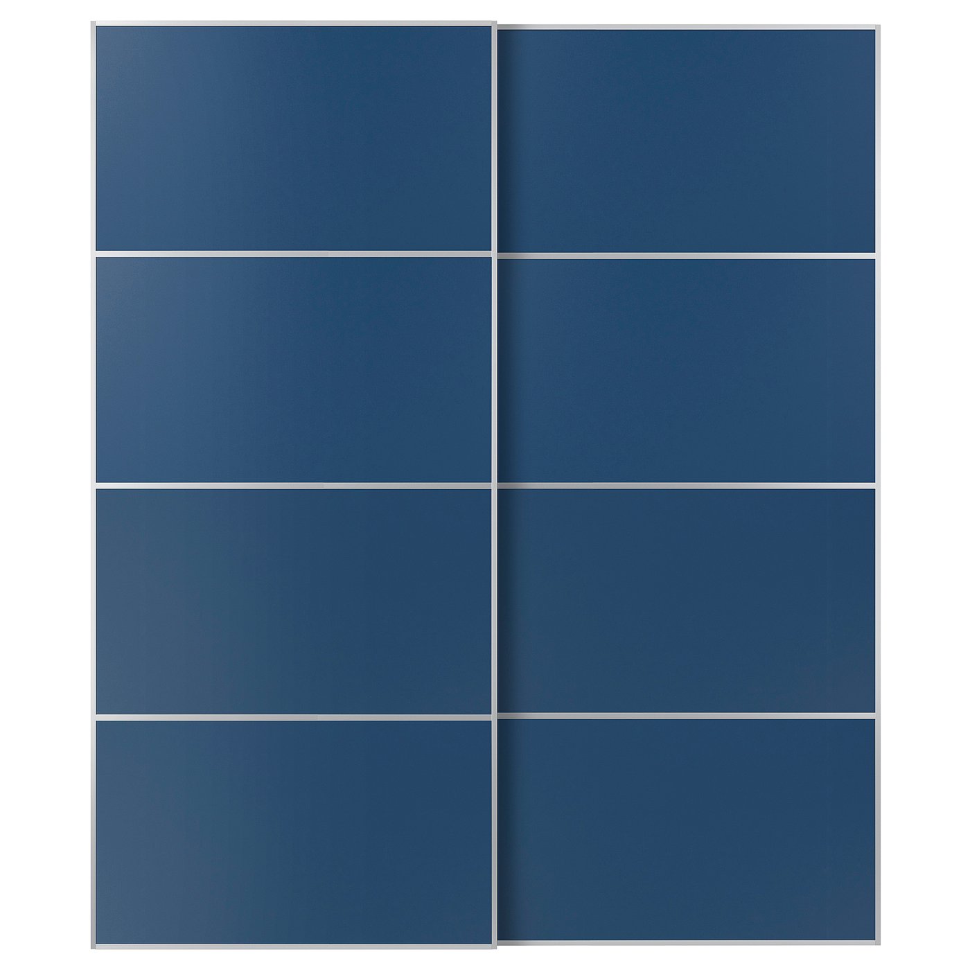MEHAMN pair of sliding doors, aluminum/double sided blue, 783