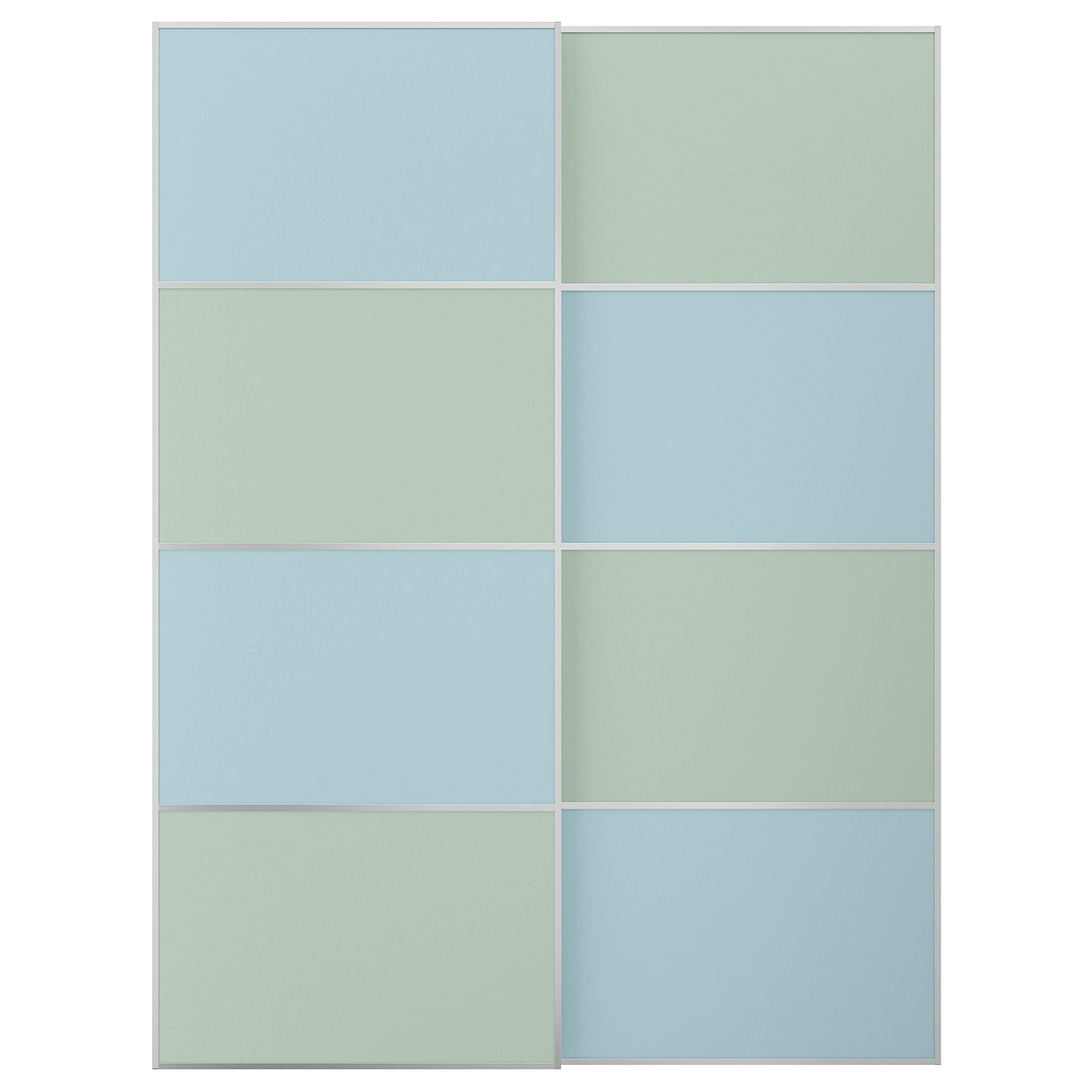 Pair Of Sliding Doors, Aluminum Double Sided/Light Blue Light Green