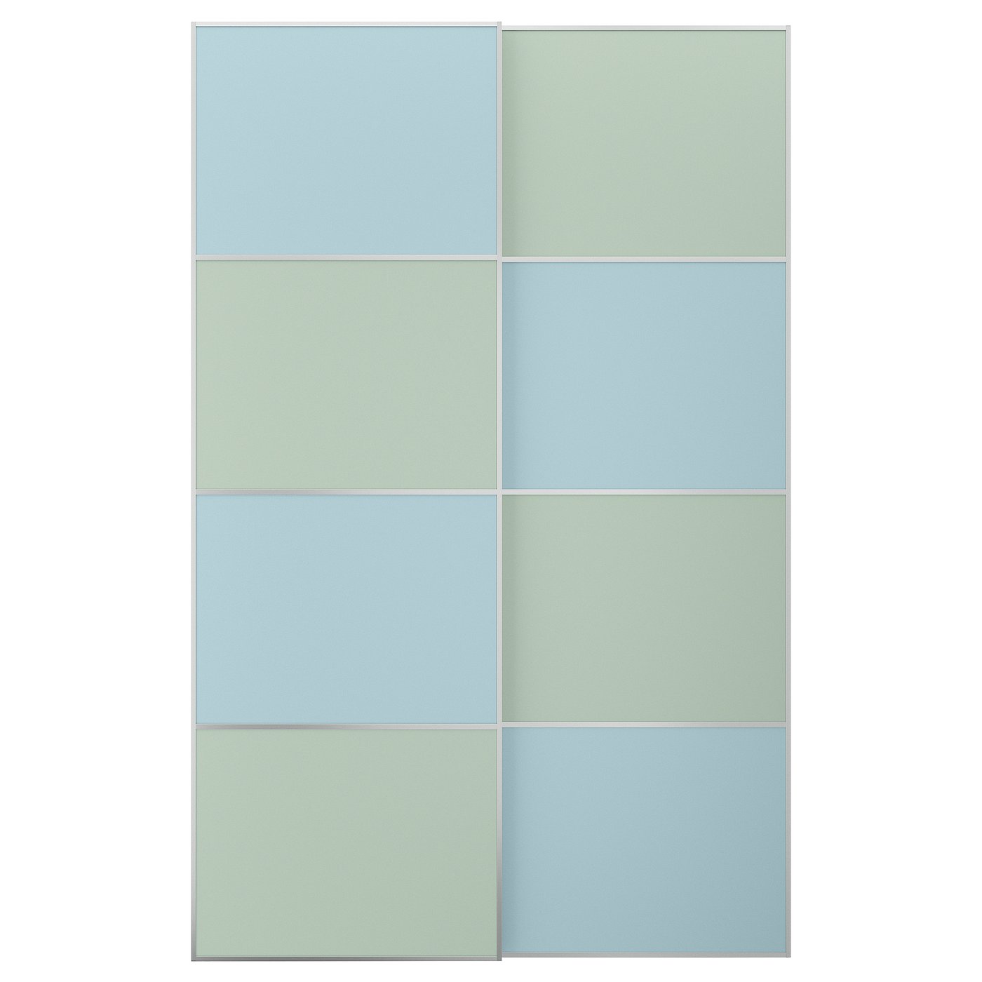 Pair Of Sliding Doors, Aluminum Double Sided/Light Blue Light Green