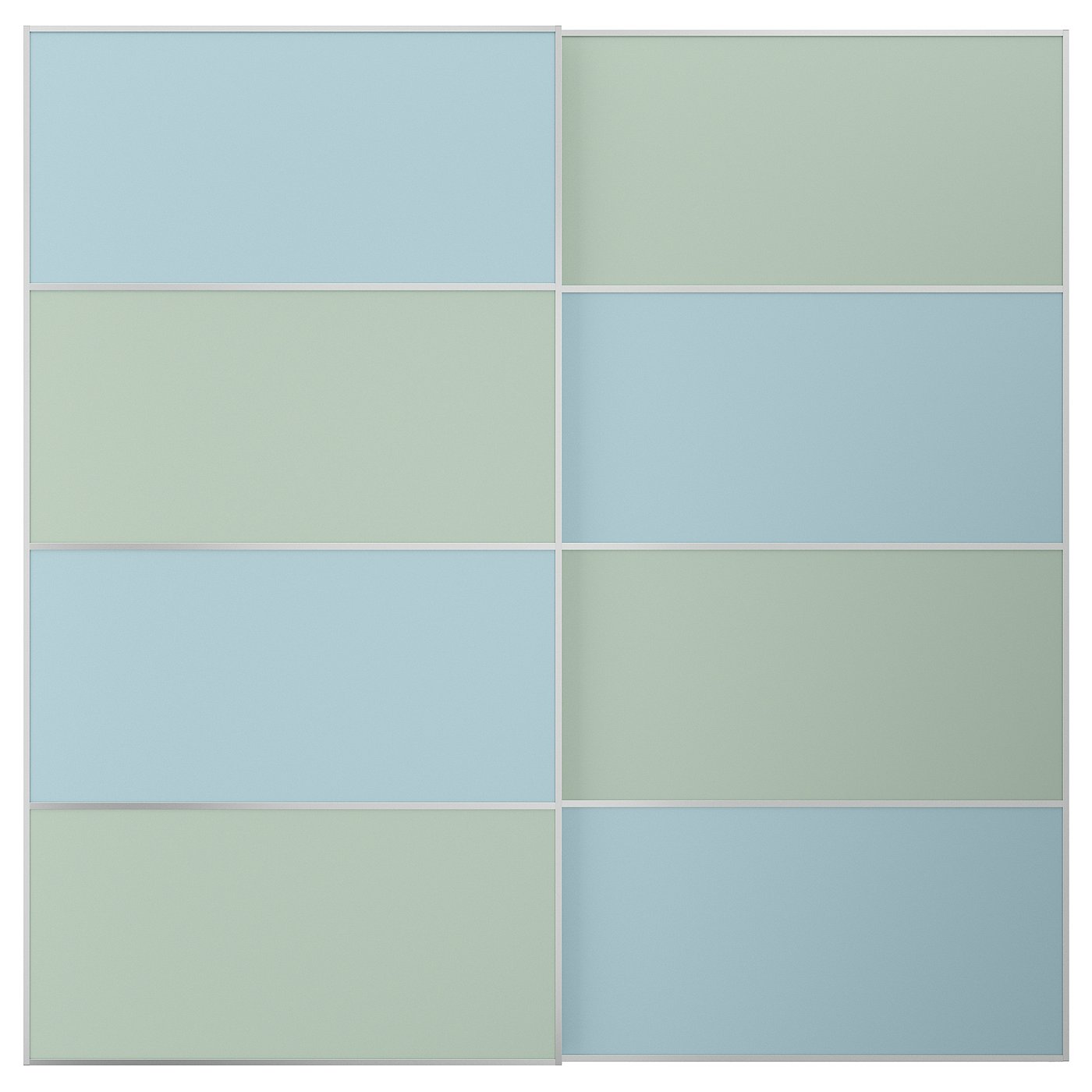 Pair Of Sliding Doors, Aluminum Double Sided/Light Blue Light Green