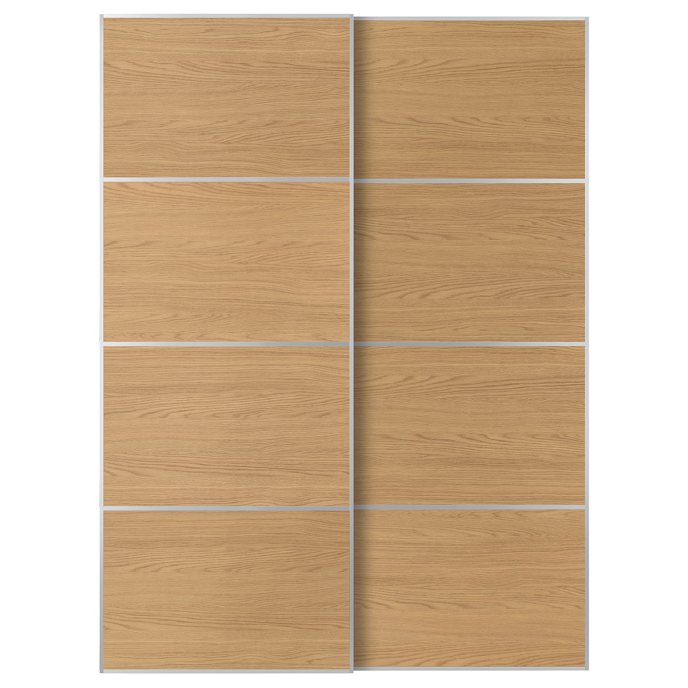Pair Of Sliding Doors, Aluminum/Double Sided Oak Effect
