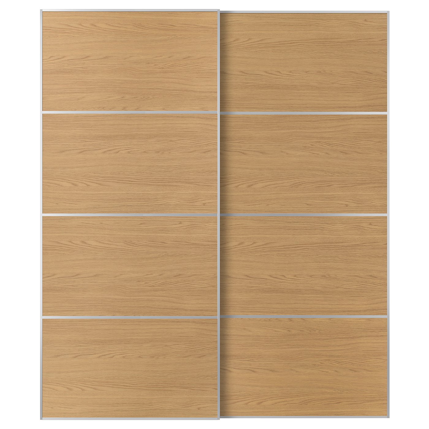 ミーア MEHAMN pair of sliding doors, aluminum/double sided oak effect