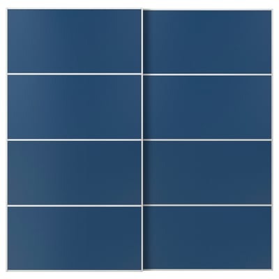 A square grid of eight blue sliding door panels, matching pax frames, simple and modern design.