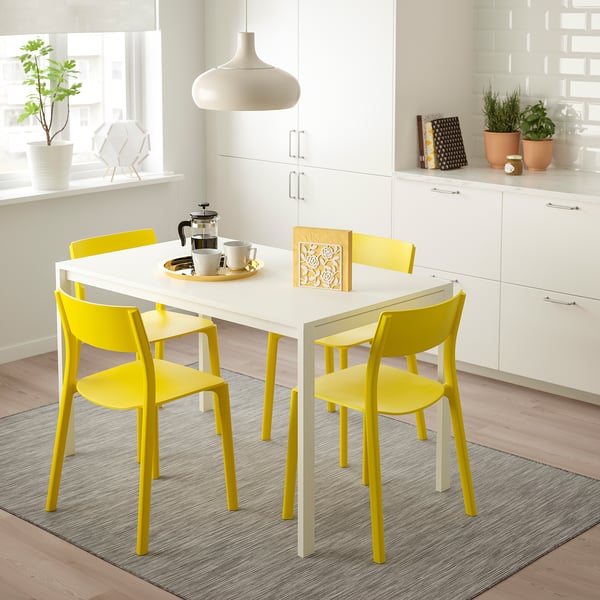 Melltorp Janinge Table And 4 Chairs White Yellow Ikea