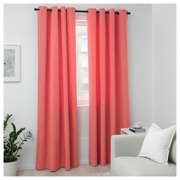 MERETE Room darkening curtains, 1 pair, light brown-red, 57x118" - IKEA