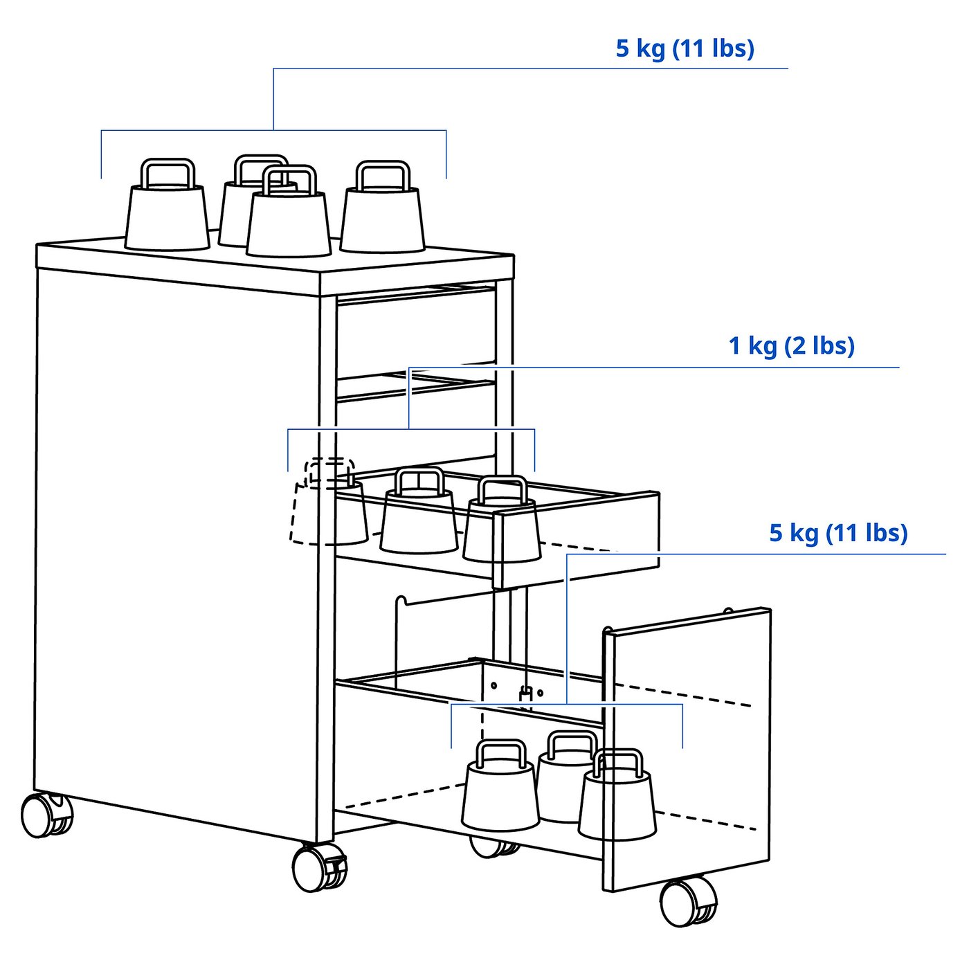 MICKE Drawer unit/drop file storage, black-brown, 13 3/4x29 1/2