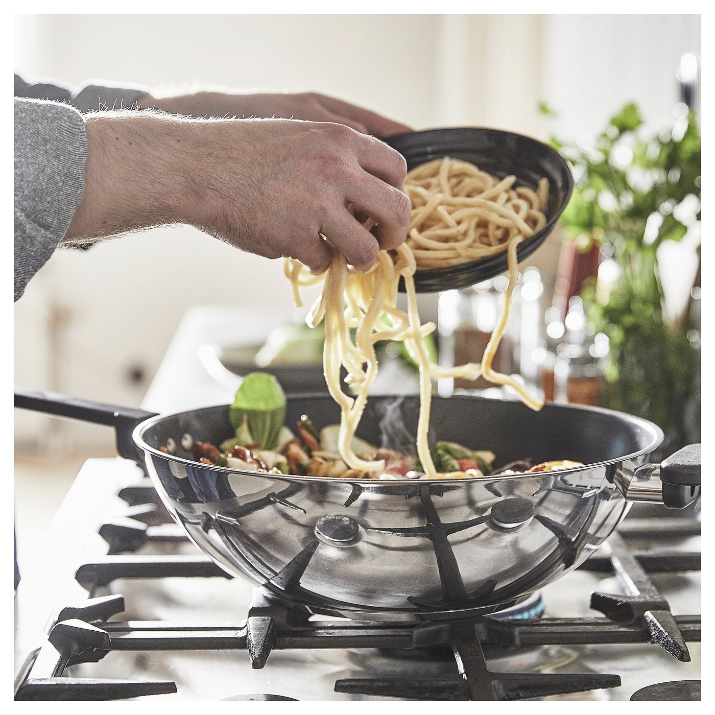 MIDDAGSMAT wok, non-stick coating/stainless steel, 13