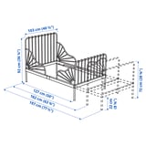 MINNEN Extendable bed frame, gray-blue, 38 1/4x74 3/4 "