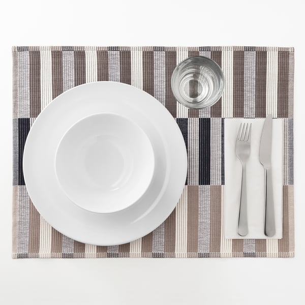 MITTBIT Place mat, black beige/white, 18x14" IKEA