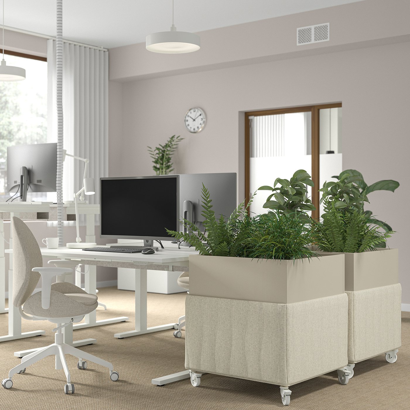 MITTZON acoustic plant box with castors, Gunnared beige, 271/2x271