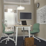 MITTZON Conference table, birch veneer/white, 55 1/8x26 3/4x29 1/2 "