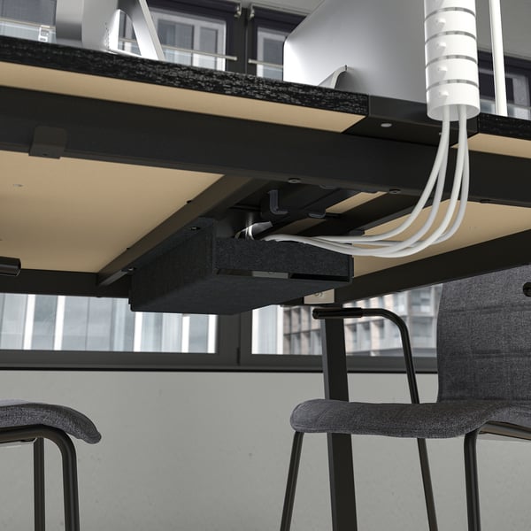 MITTZON Conference table, black stained ash veneer/black, 55 1/8x42 1/2x29 1/2 "