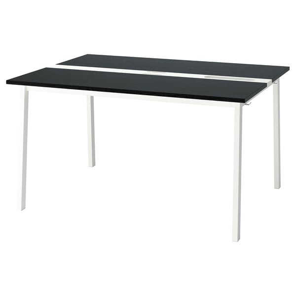MITTZON Conference table, black stained ash veneer/white, 55 1/8x42 1/2x29 1/2 "