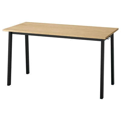 MITTZON Conference table, oak veneer/black, 55 1/8x26 3/4x29 1/2 "