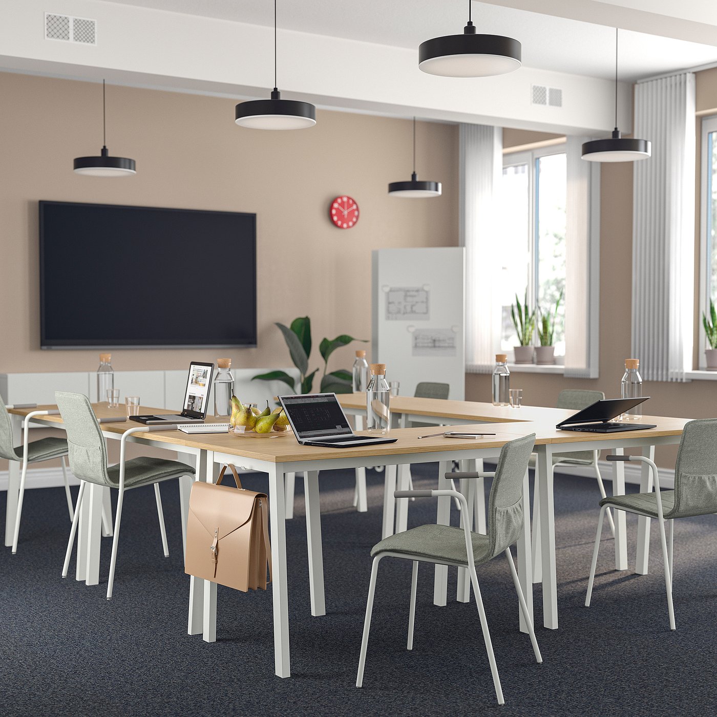 MITTZON conference table, oak veneer/white, 471/4x263/4x291/2