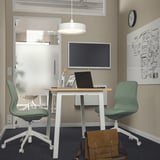 MITTZON Conference table, oak veneer/white, 55 1/8x26 3/4x29 1/2 "