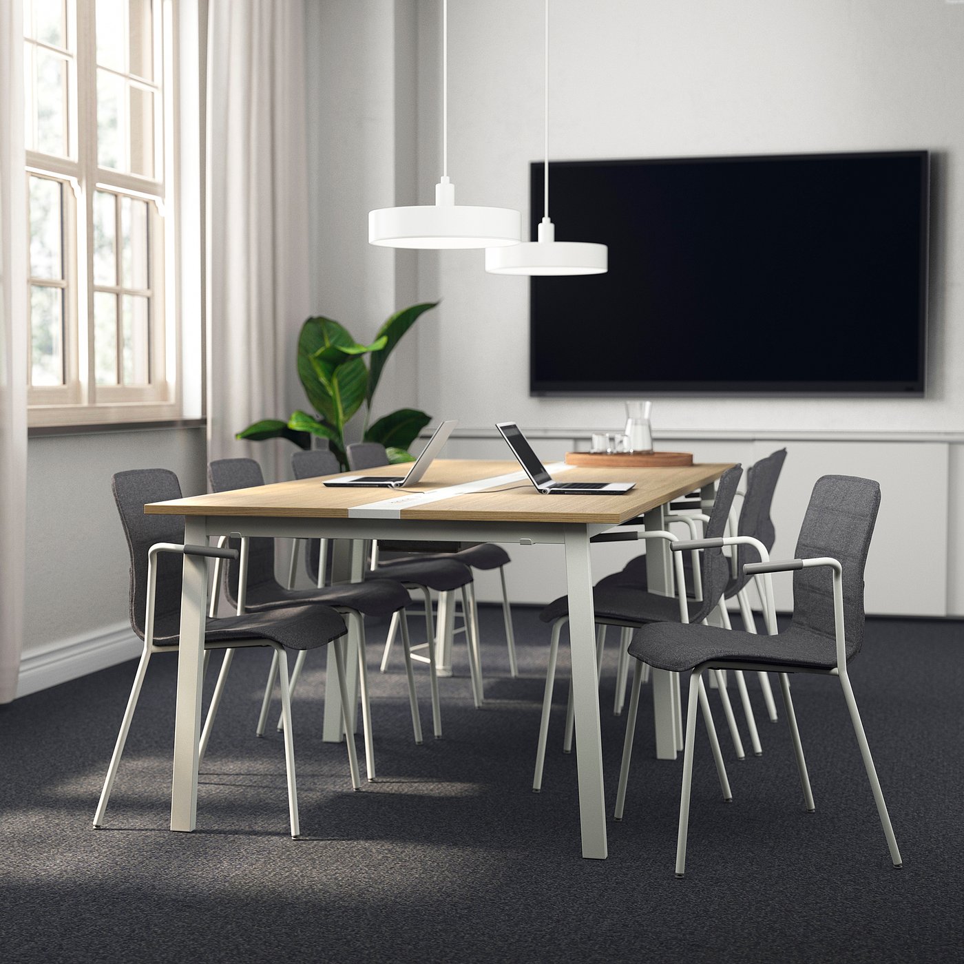 MITTZON conference table, oak veneer/white, 471/4x421/2x291/2