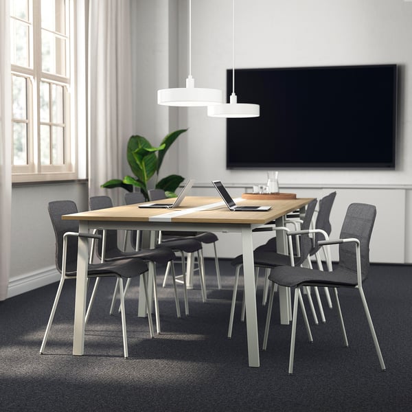 MITTZON Conference table, oak veneer/white, 47 1/4x42 1/2x29 1/2 "