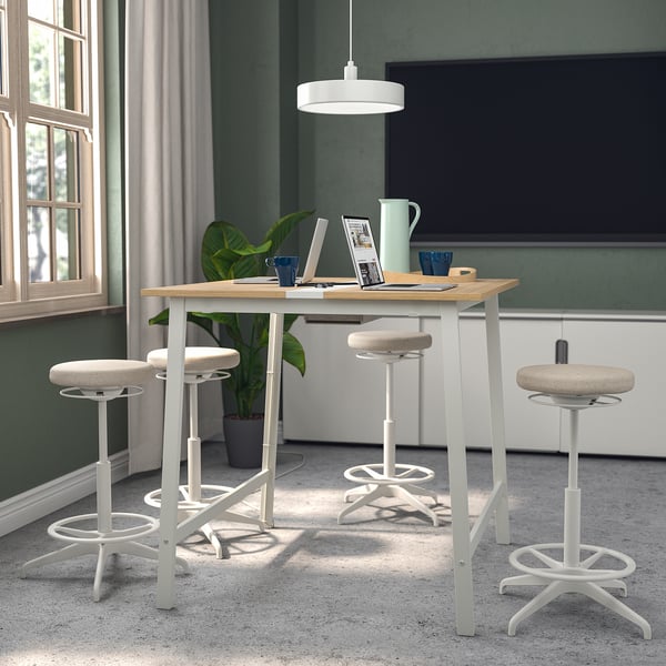 MITTZON Conference table, oak veneer/white, 55 1/8x42 1/2x41 3/8 "