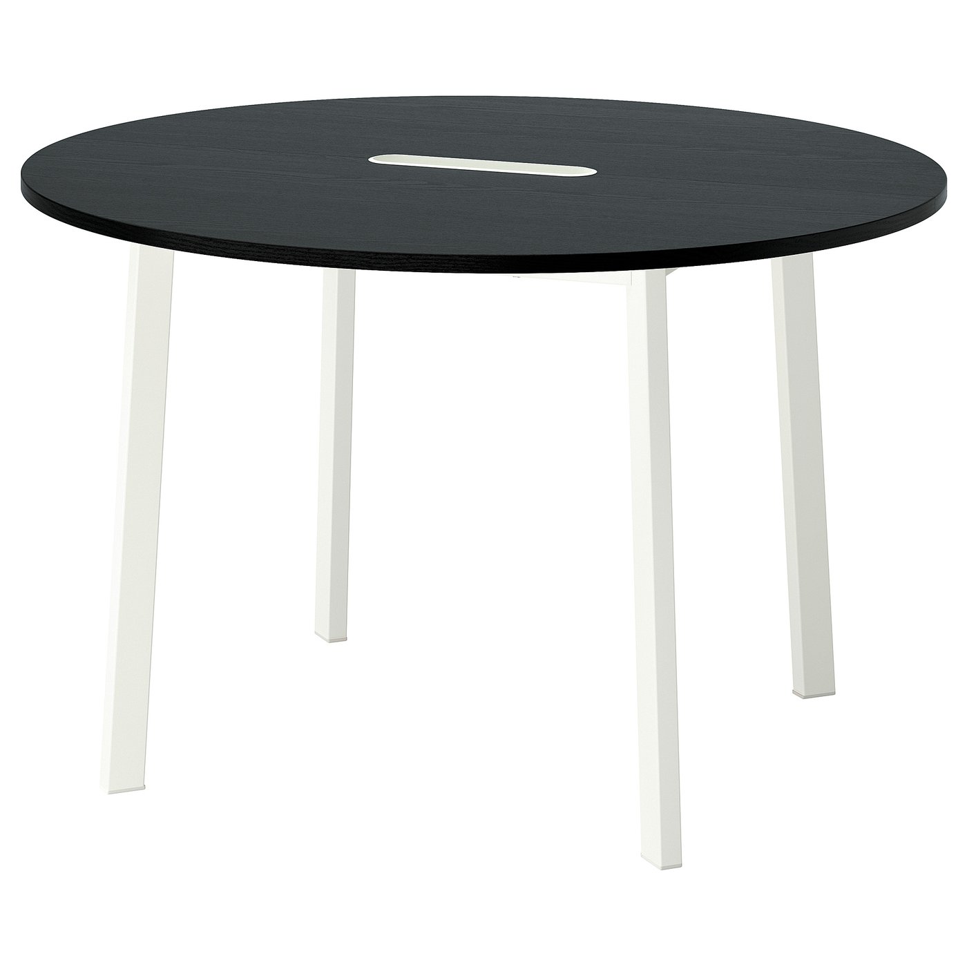 IKEA ラウンドテーブル MITTZON conference table, round black stained ash veneer/white
