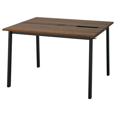 MITTZON Conference table, walnut veneer/black, 47 1/4x42 1/2x29 1/2 "