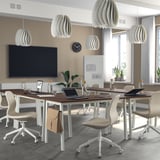 MITTZON Conference table, walnut veneer/white, 55 1/8x26 3/4x29 1/2 "