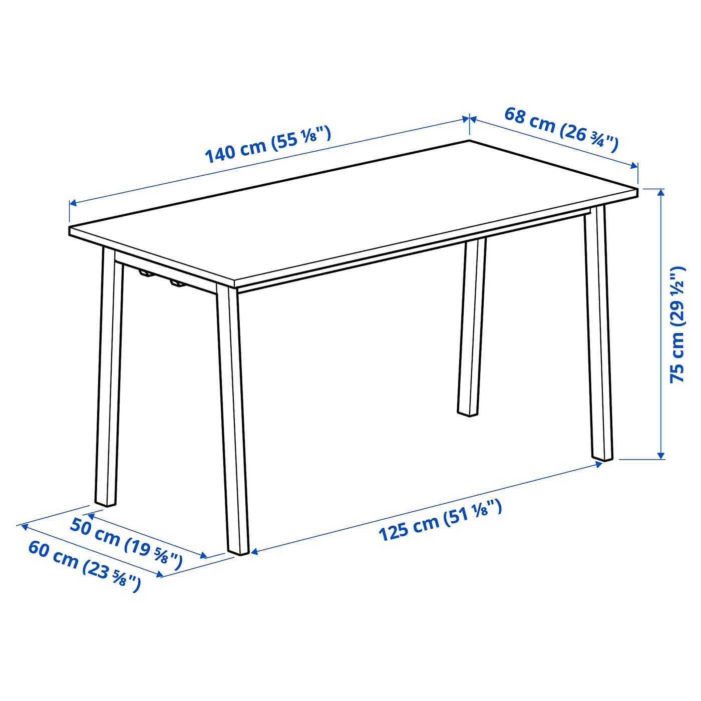 MITTZON conference table, walnut veneer/white, 551/8x263/4x291/2