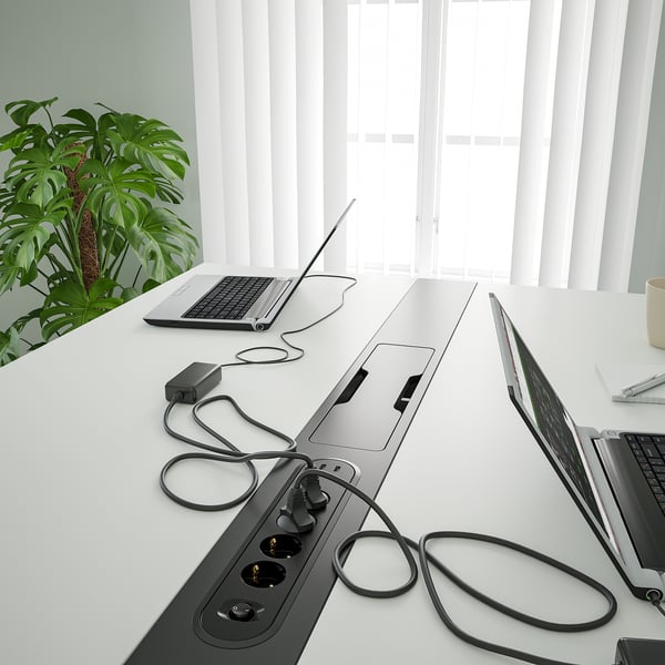 MITTZON Conference table, white/black, 55 1/8x42 1/2x41 3/8 "