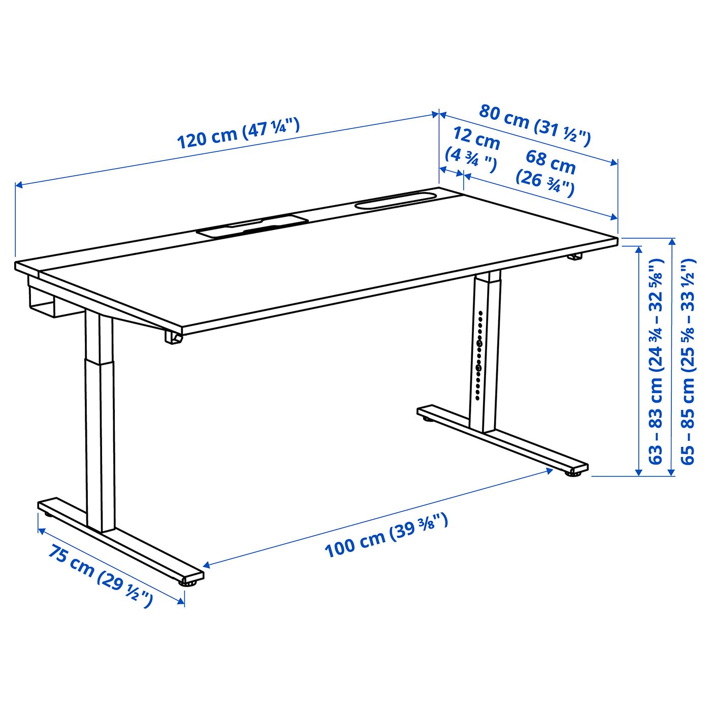 MITTZON desk, birch veneer/white, 471/4x311/2