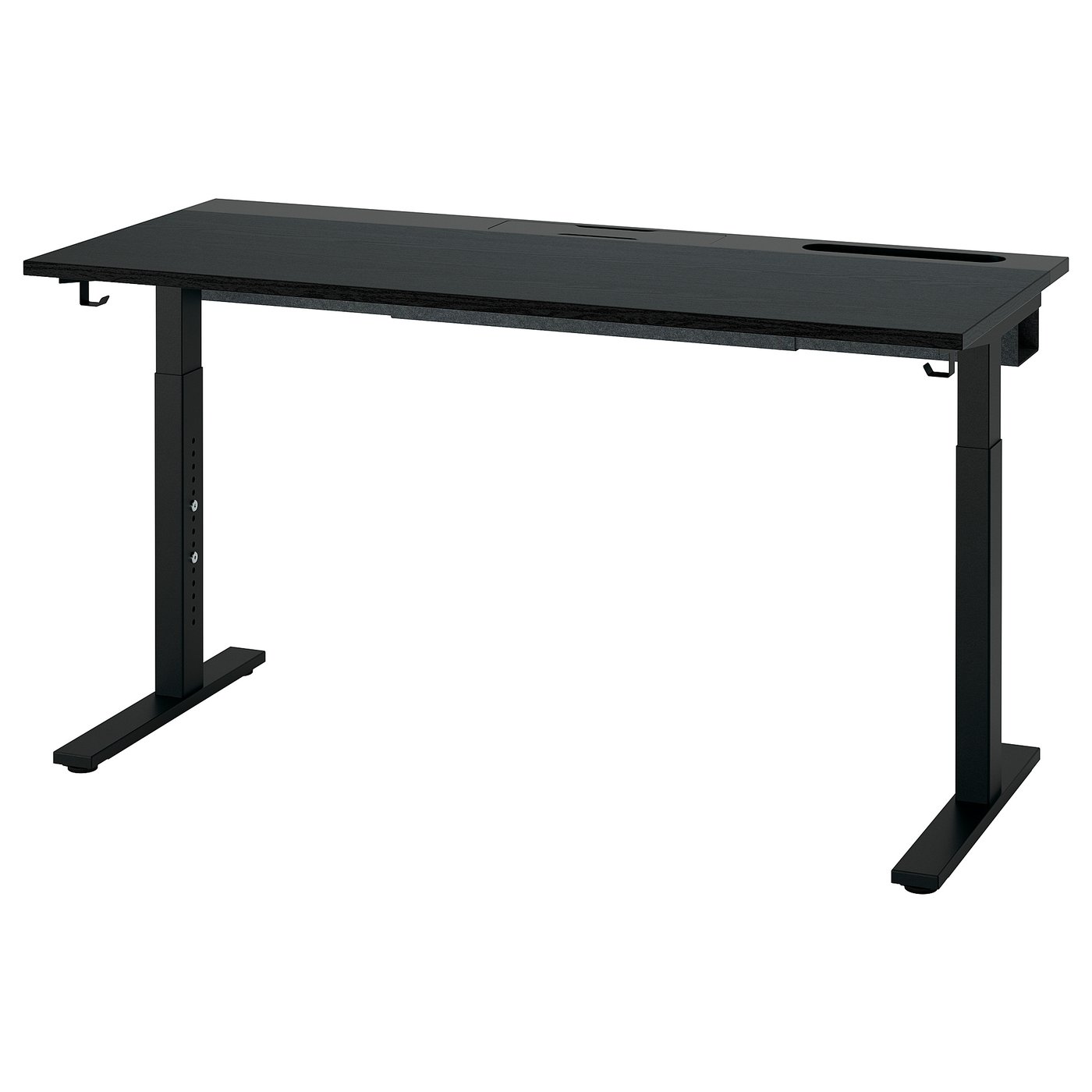 MITTZON desk, black stained ash veneer/black, 551/8x235/8