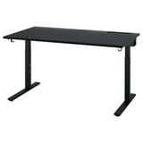 MITTZON Desk, black stained ash veneer/black, 55 1/8x31 1/2 "