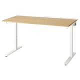 MITTZON Desk, oak veneer/white, 55 1/8x31 1/2 "