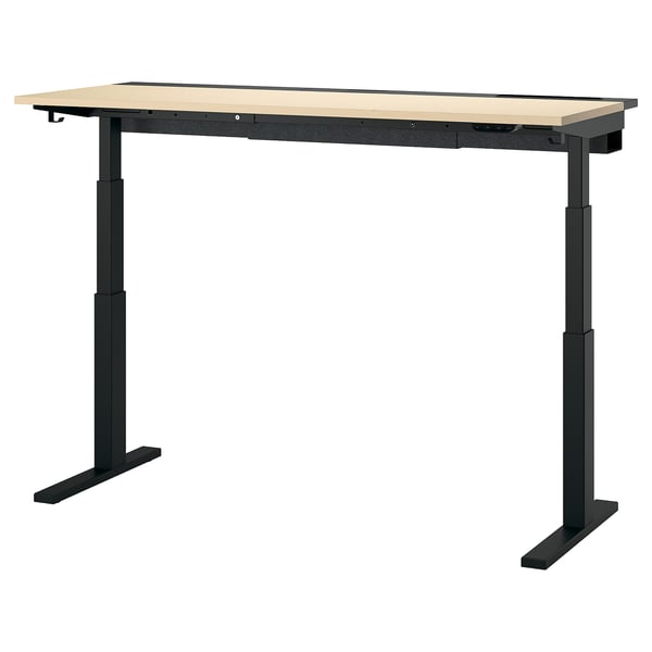 MITTZON Desk sit/stand, electric birch veneer/black, 63x23 5/8 "