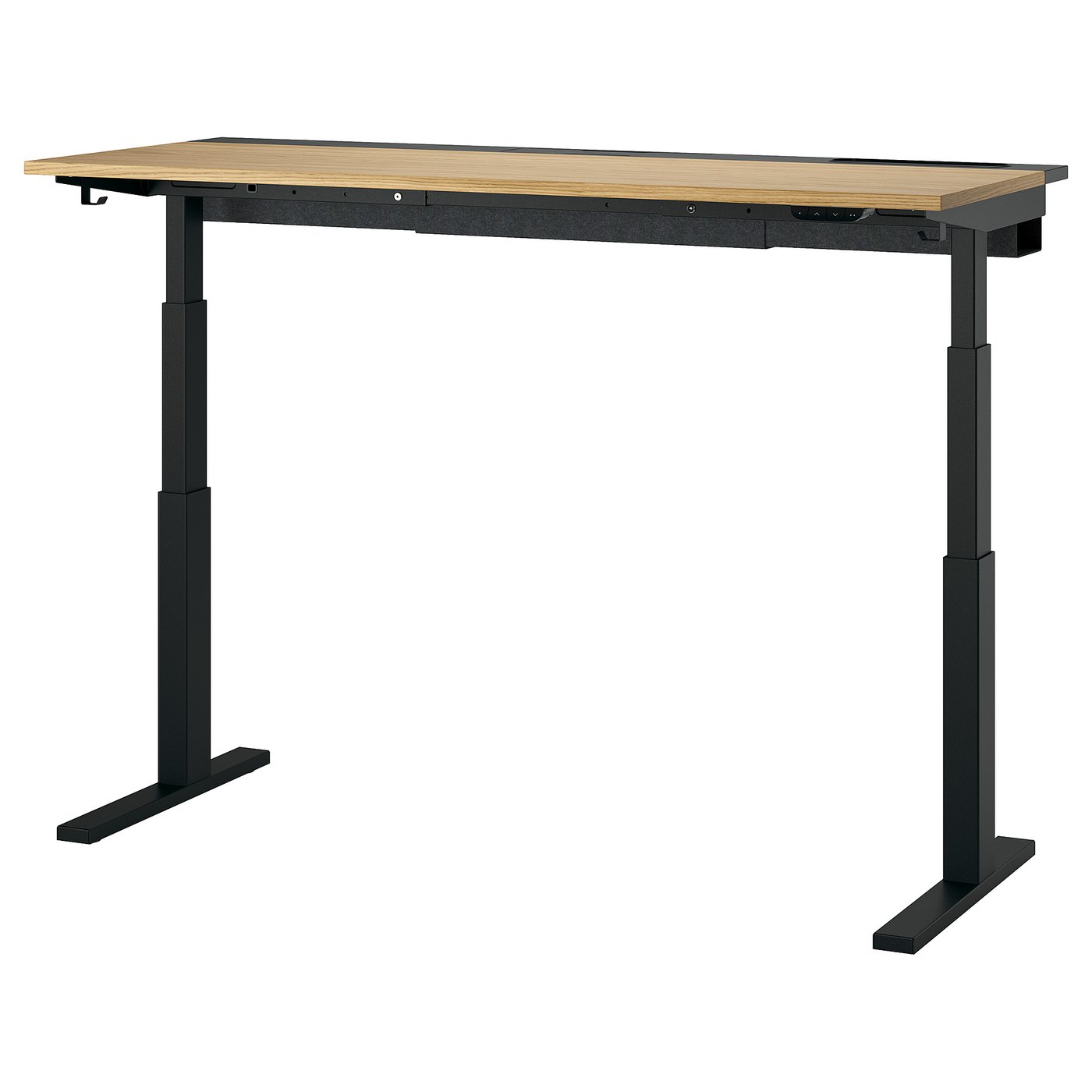 MITTZON desk sit/stand, electric oak veneer/black, 63x235/8