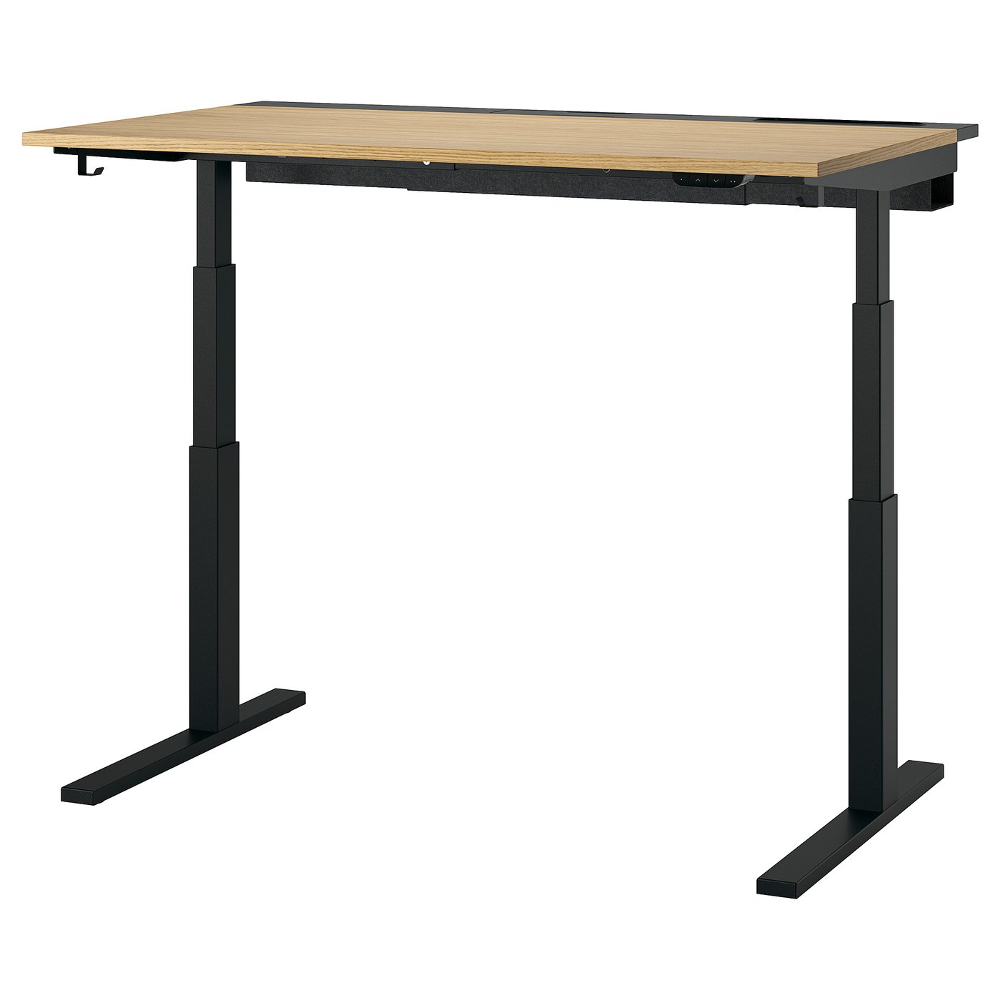 MITTZON desk sit/stand, electric oak veneer/black, 551/8x311/2