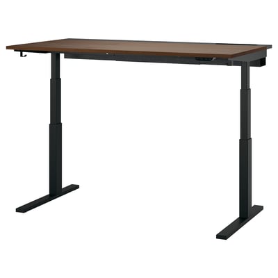 MITTZON Desk sit/stand, electric walnut veneer/black, 63x31 1/2 "