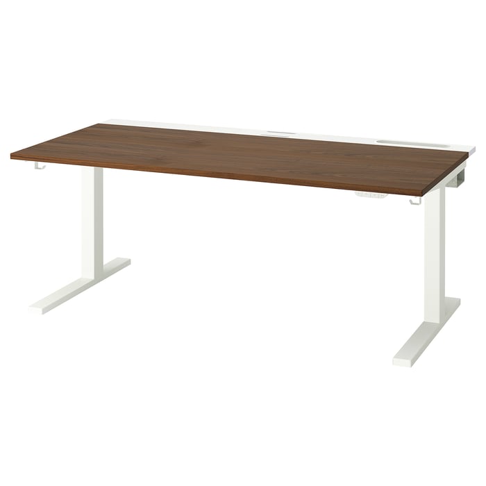 MITTZON desk sit/stand, electric walnut veneer/white, 63x311/2