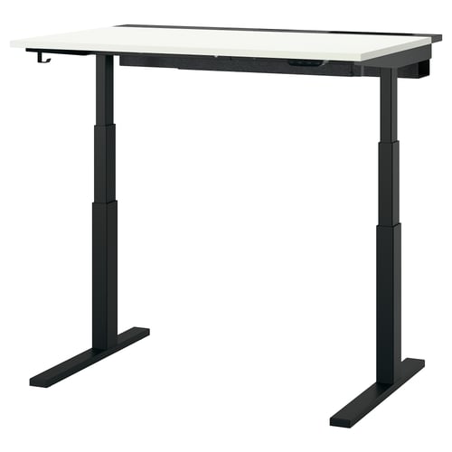 MITTZON sit-stand desk, black/white, rectangular, adjustable height, modern office design.
