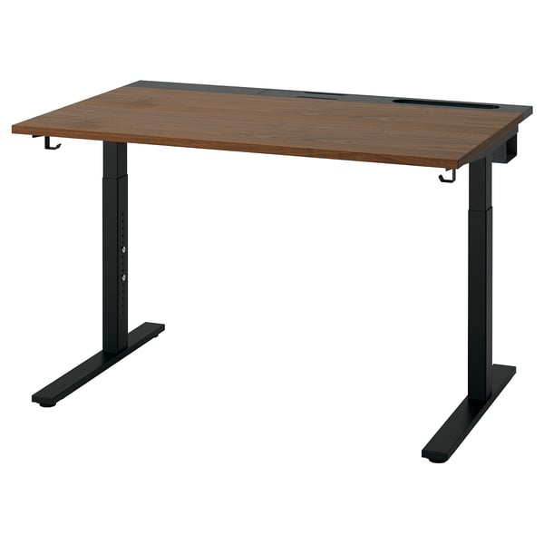 MITTZON Desk, walnut veneer/black, 47 1/4x31 1/2 "