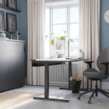 MITTZON Desk, white/black, 55 1/8x31 1/2 "