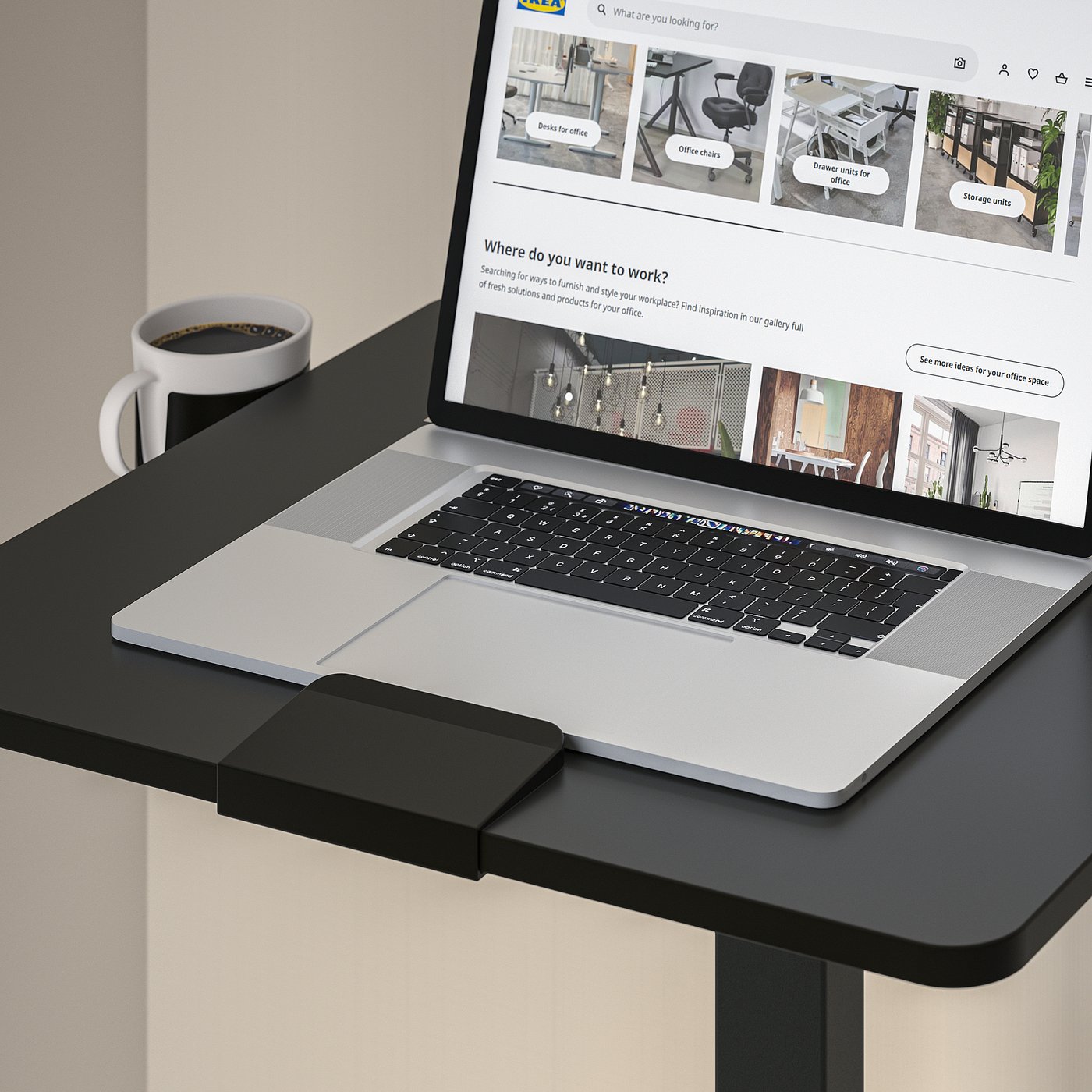 MITTZON laptop table with casters, black, 26x195/8