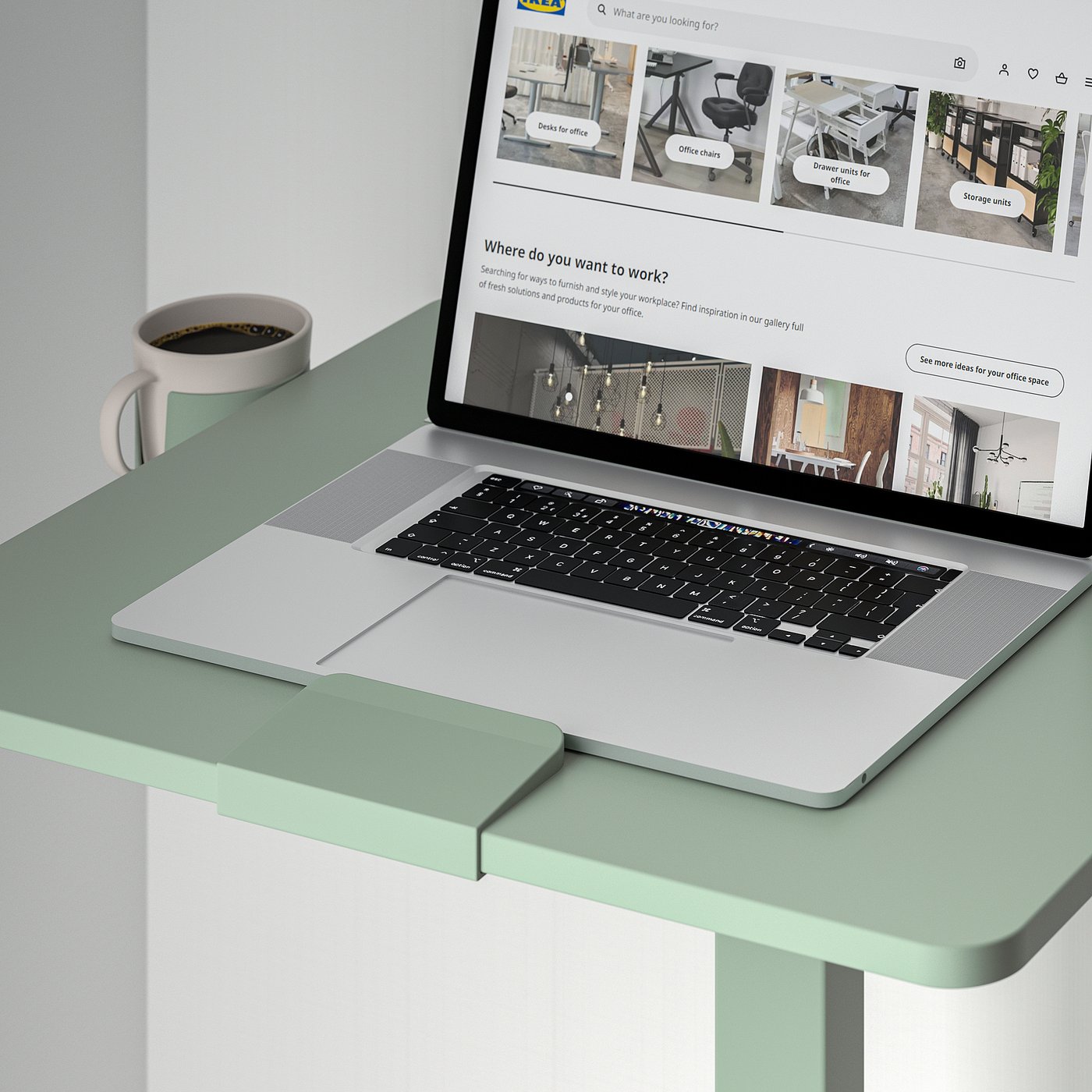 MITTZON laptop table with casters, green, 26x195/8