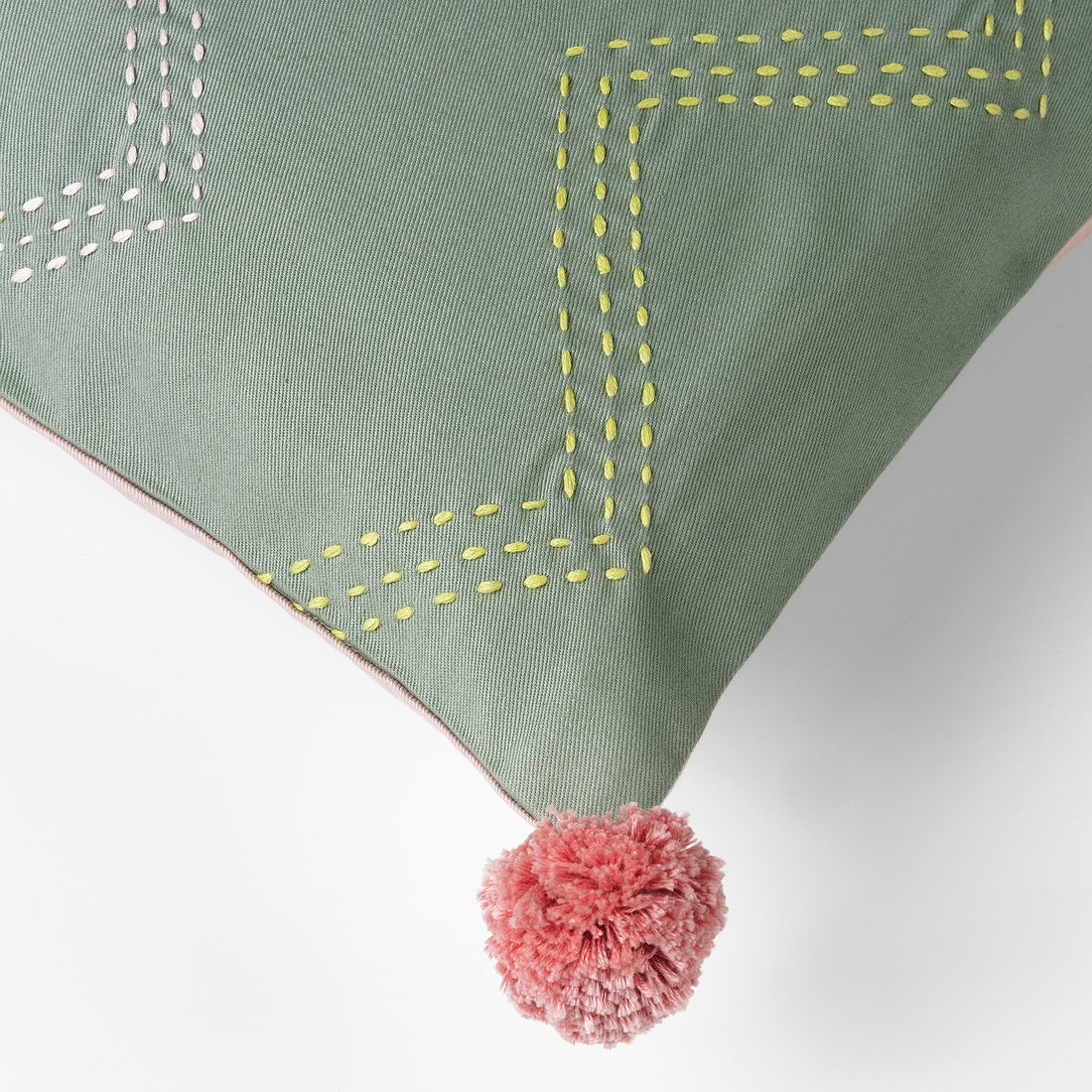 MOAKAJSA Cushion cover, handmade green, pink, 16x26" IKEA