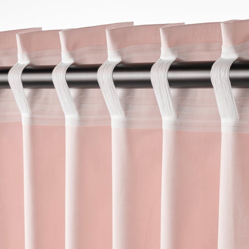 MOALISA curtains, 1 pair, pale pink/pink, 57x98" IKEA